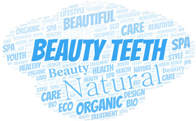 Beauty Teeth word cloud collage made with text only.