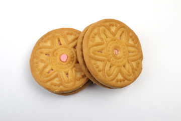 two cookie on a white background
