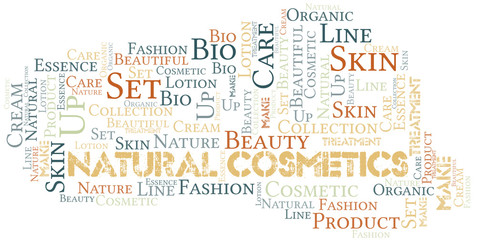 Natural Cosmetics word cloud collage made with text only.