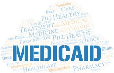 Medicaid word cloud collage made with text only.