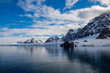 Arctic landscape with beautiful lighting in Svalbard