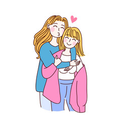 Lesbian family concept. Vector illustration. Doodle simple style
