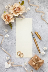 Blank greeting card for wedding day.