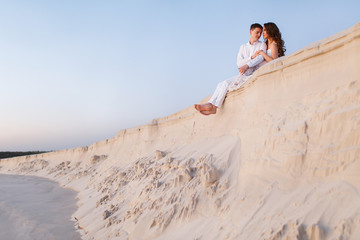 Newlyweds on a white desert island