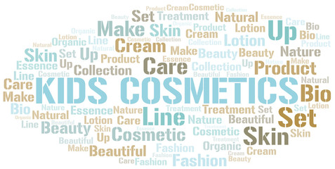 Fototapeta premium Kids Cosmetics word cloud collage made with text only.