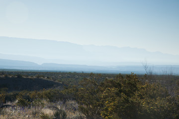 Distant mountains in blue