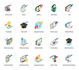 
Global Education Isometric Icons Pack 
