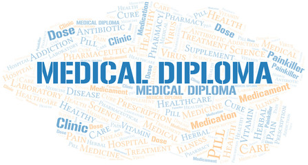 Fototapeta premium Medical Diploma word cloud collage made with text only.