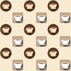 Seamless background with coffee cups staggered