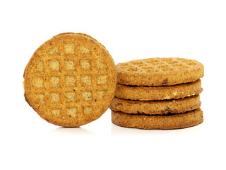 Whole wheat cereal biscuits isolated on white
