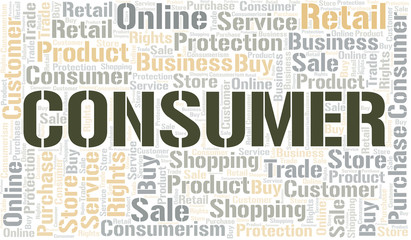Consumer word cloud collage made with text only.