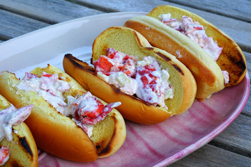 A platter of lobster salad rolls