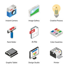 
Graphic Editing Isometric Icons Pack 

