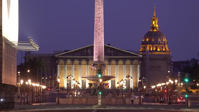 Paris, View of Place de la Concorde and National assembly by night