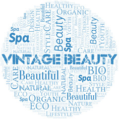 Obraz premium Vintage Beauty word cloud collage made with text only.
