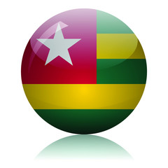 Togo's flag glass button vector illustration