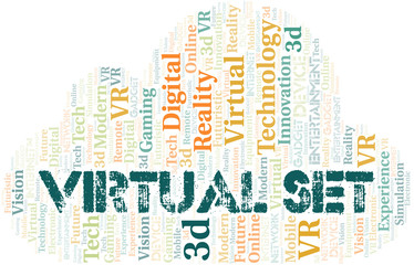 Obraz premium Virtual Set word cloud collage made with text only.