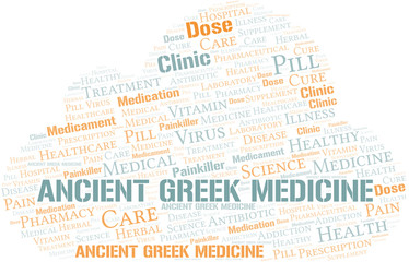 Ancient Greek Medicine word cloud collage made with text only.