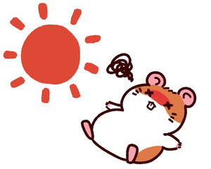 熱中症のハムスター　動物　太陽