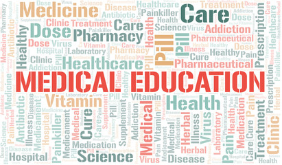 Medical Education word cloud collage made with text only.