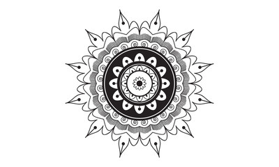 Black and white mandala design..The luxury circular floral pattern of the mandala