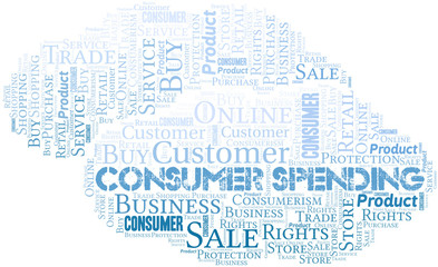 Fototapeta premium Consumer Spending word cloud collage made with text only.