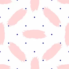 Tapeten Nahtloses Muster mit Pinselstrichen auf Tupfenhintergrund. Malen, Aquarell, Pinselstriche. Girly-Vektor-Illustration. © Anne Punch