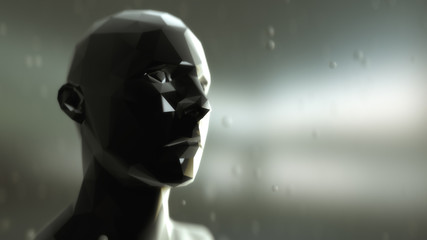 3d render. Head Human shattered portrait