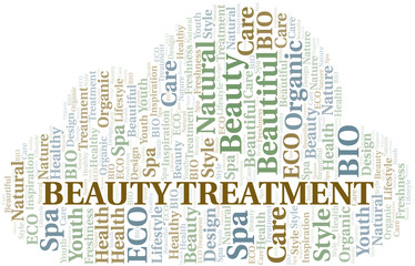 Beauty Treatment word cloud collage made with text only.