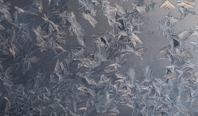 Freeze texture on a window. Iced background.