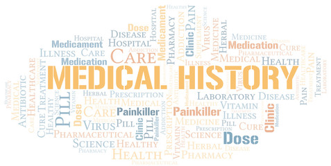 Obraz premium Medical History word cloud collage made with text only.