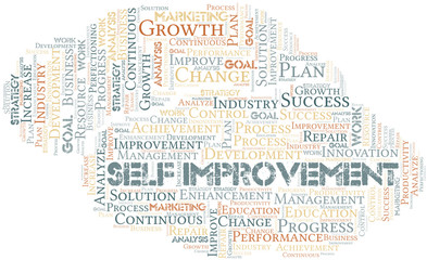 Self Improvement word cloud collage made with text only.