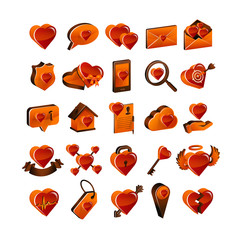 Heart vector icons set, love vector illustration isolated on white, eps 10 vector 