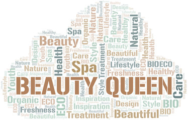 Beauty Queen word cloud collage made with text only.
