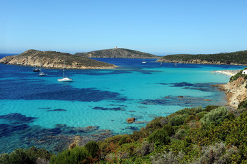 Italy, Sardinia, Capo Malfatano the tower near the road it crosses with beautiful views the corner of the south west of Sardinia