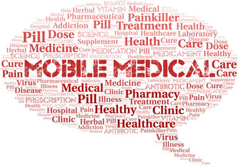 Mobile Medical word cloud collage made with text only.