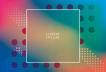 Vibrant colored and blurred background with frame and points vector design