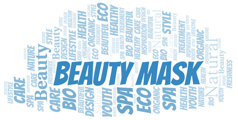 Fototapeta premium Beauty Mask word cloud collage made with text only.