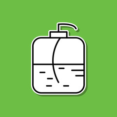 Liquid soap sticker icon. Simple thin line, outline vector of beauty, make up, cosmetics icons for ui and ux, website or mobile application