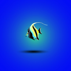 Fototapeta premium angel fish on blue background vector illustration