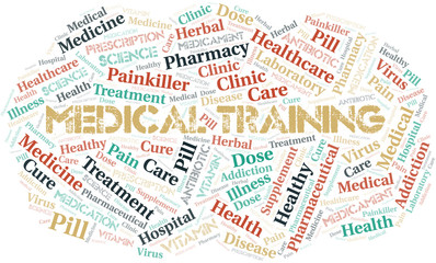 Medical Training word cloud collage made with text only.