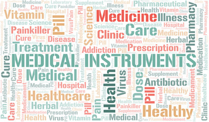 Obraz premium Medical Instruments word cloud collage made with text only.