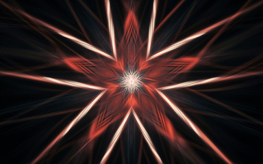 abstract illustration of a fantastic star with many rays on a black background