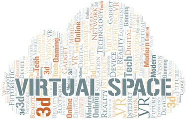 Obraz premium Virtual Space word cloud collage made with text only.