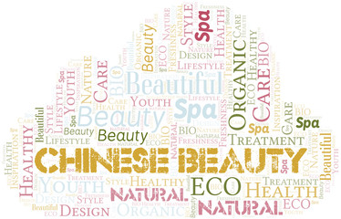 Chinese Beauty word cloud collage made with text only.