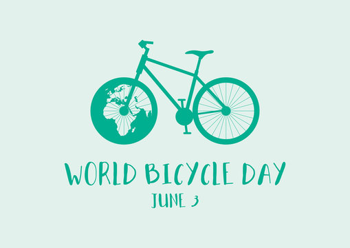 World Bicycle Day vector. Green bicycle icon vector. Bike silhouette isolated on a green background. Bicycle Day Poster, June 3. Important day