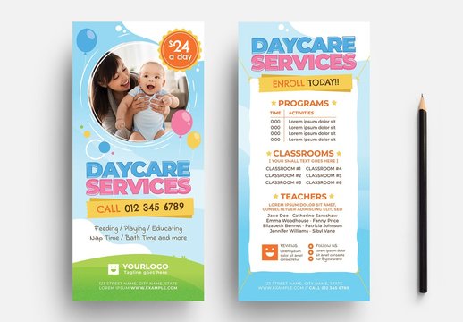 Daycare Kindergarten Flyer Layout for Preschool Services