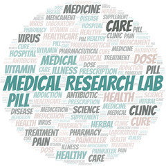 Obraz premium Medical Research Lab word cloud collage made with text only.