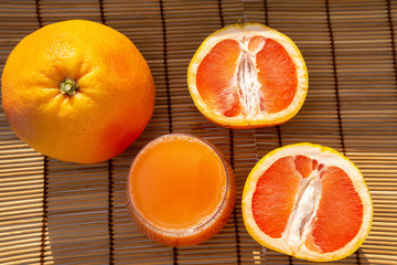 grapefruit juice close up in a glass