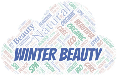 Obraz premium Winter Beauty word cloud collage made with text only.